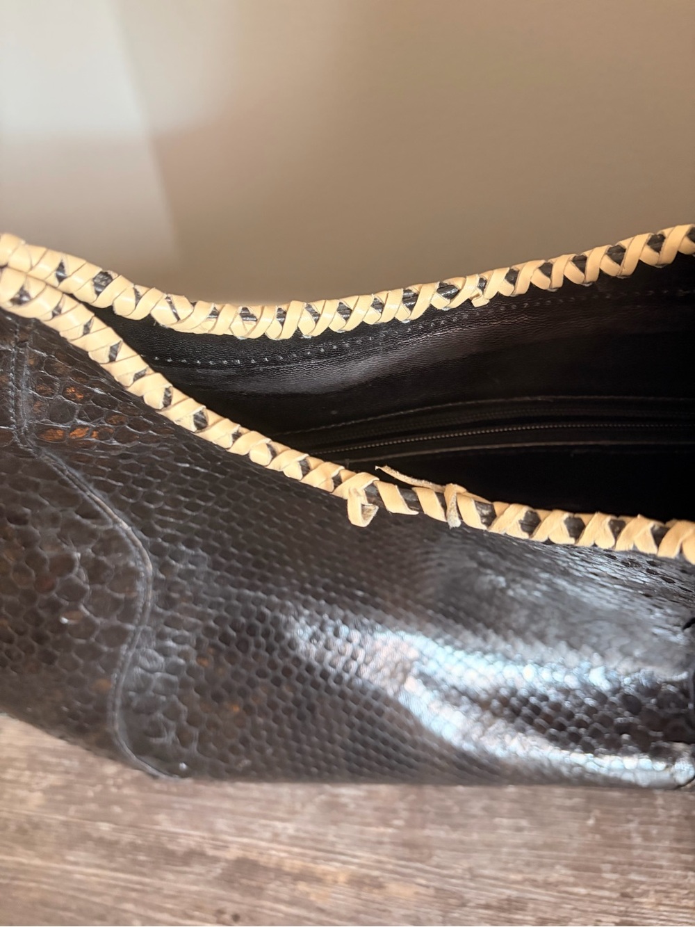 Large Handmade Python skin Hobo Bag - Picture 4 of 15